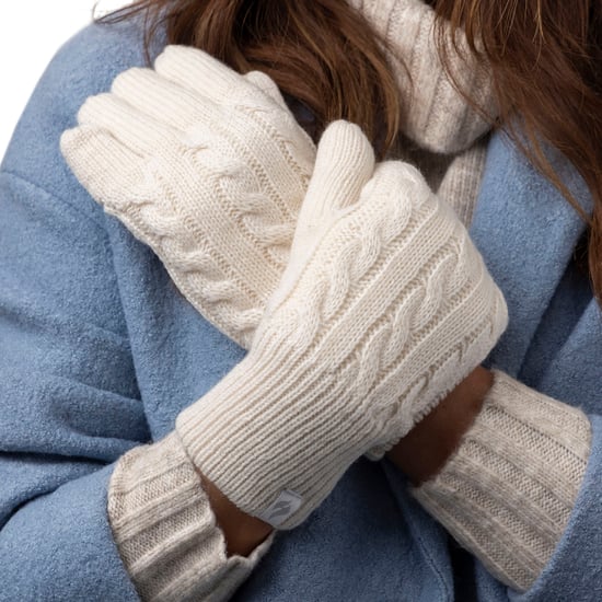 Ladies Knitted Hat Scarf & Gloves Set | Heat Holders | Womens Fleece Lined Thermal Cold Weather Set for Winter - Cream - Image 4