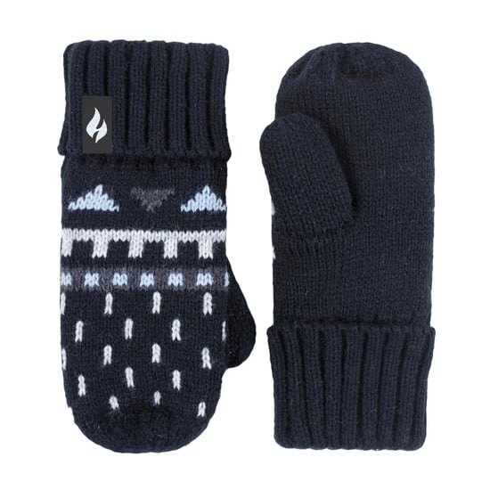 Heat Holders - Boys Outdoor Faux Fur Pom Pom Hat with Ear Flaps & Mittens Gloves - Black - Image 4
