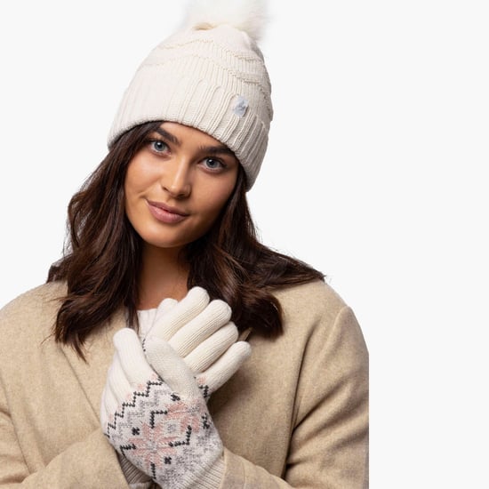 Ladies Winter Fur Beanie Hat | Heat Holders | Zigzag Patterned Pom Pom Hat | Womens Thermal Cuff Bobble Hat - Svart - Image 3