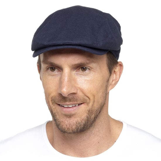Mens Linen Flat Cap in Cream & Denim - Cream - Image 3