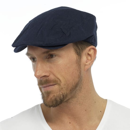 Mens Linen Flat Cap in Cream & Denim - Cream - Image 4
