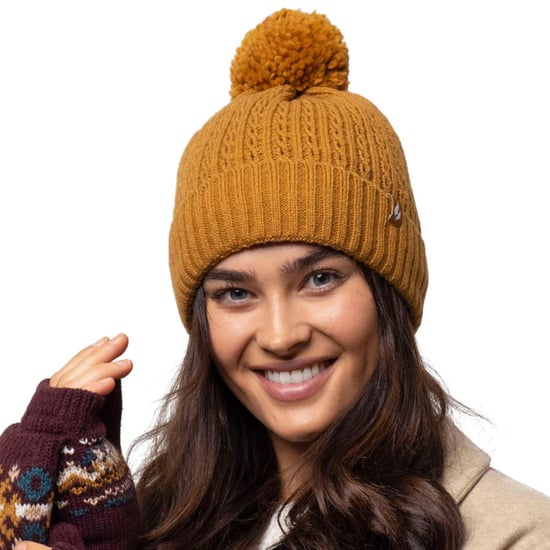 Ladies Thermal Cable Beanie Hat | Heat Holders | Winter Knitted Pom Pom Hat | Soft Ribbed Bobble Hat - Wine - Image 5