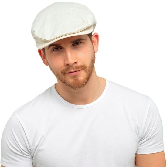 Mens Linen Flat Cap in Cream & Denim - Cream - Image 5