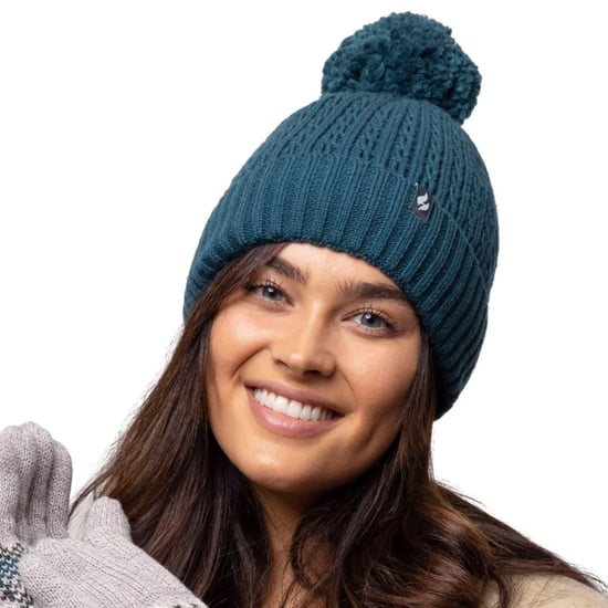Ladies Thermal Cable Beanie Mössa | Värmehållare | Vinterstickad Pom Pom Mössa | Mjuk ribbad Bobble Mössa - Teal - Image 4