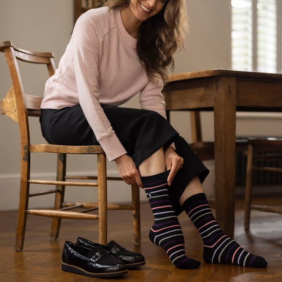 Heat Holders - Ladies Ultra Lite Thermal Brushed Inner Yarn Design Socks - Black/ Purple (Nicosia) - Image 5
