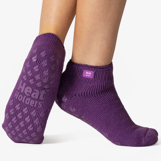 Värmehållare - 3 par multipack damsockor med fotledsskor och grepp - Lila - Image 3