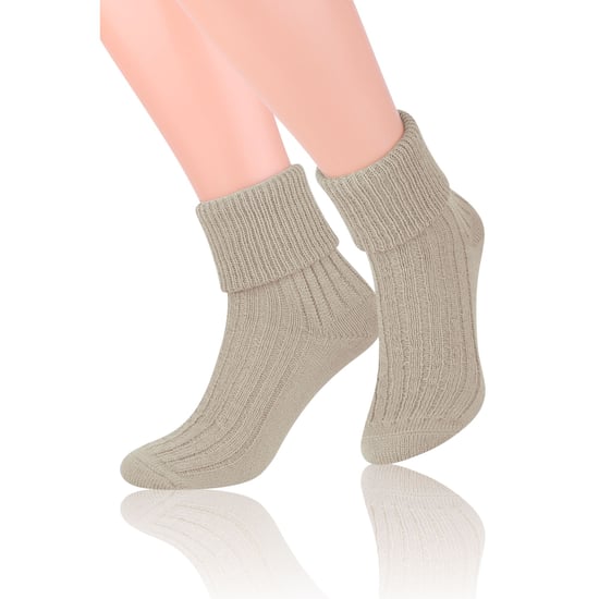 3 Pairs Womens Wool Bed Socks | Steven | Luxury Warm Lounge Sleep Socks - Beige - Image 4