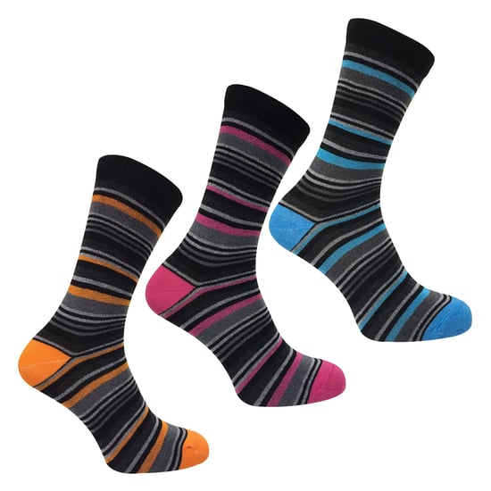 12 Pair Multipack Mens Cotton Striped Socks | SOCK SNOB | 12 Pair Multipack | Orange Purple Pink Blue & Red Striped Socks - Assorted - Image 4
