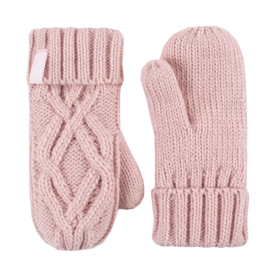 Heat Holders - Girls Majestic Soft Cosy Cable Knitted Design Bobble Trapper Hat and Mittens Gloves Set - Dusky Pink - Image 4