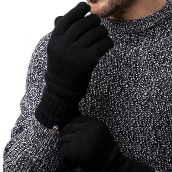Mens Knitted Beanie Hat Scarf Gloves Set | Heat Holders | Luxury Soft Fleece Lined Winter Set for Cold Weather - Black - Image 4