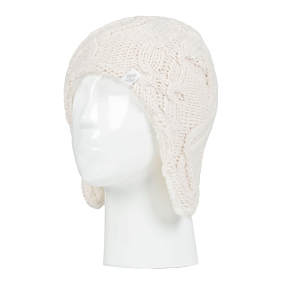 Heat Holders - Girls Majestic Soft Cosy Cable Knitted Design Bobble Trapper Hat and Mittens Gloves Set - Buttercream - Image 3