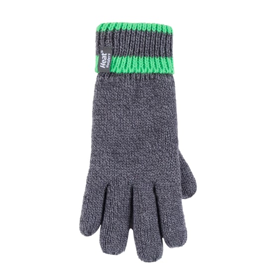 Heat Holders - Children Boys Winter Warm Fleece Lined Insulated Knit Turn Over Cuff Ribbed Hat and Gloves Set - CG1P8 - Image 4