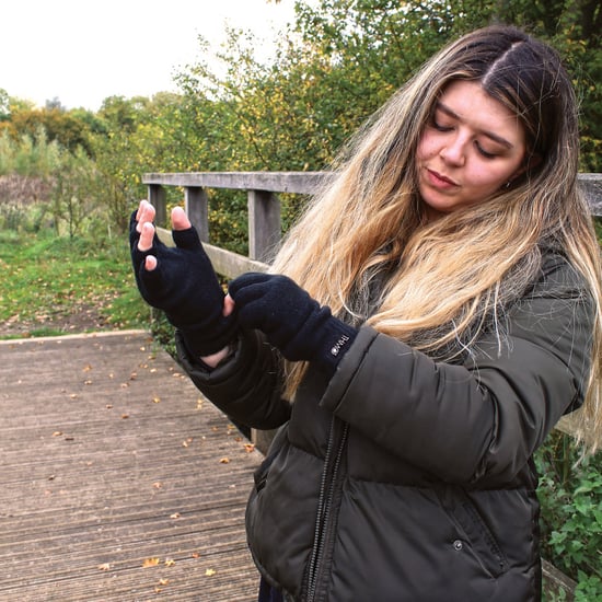 Ladies Thermal Fingerless Gloves | THMO | Winter Fleece Lined Soft Thinsulate Gloves for Women - Black - Image 3
