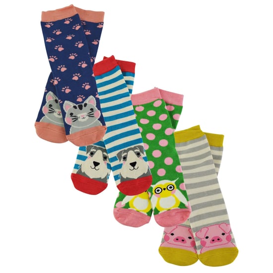 Miss Sparrow - 4 Pack Girls Bamboo Socks | Kids Novelty Animal Pattern Socks in a Gift Box - Assorted - Image 3