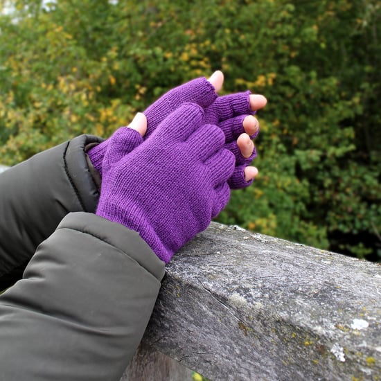 Ladies Thermal Fingerless Gloves | THMO | Winter Fleece Lined Soft Thinsulate Gloves for Women - Purple - Image 5