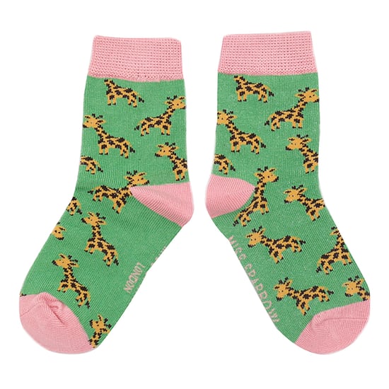 Miss Sparrow - 2 Pack Girls Bamboo Animal Patterned Socks - Giraffes - Image 4