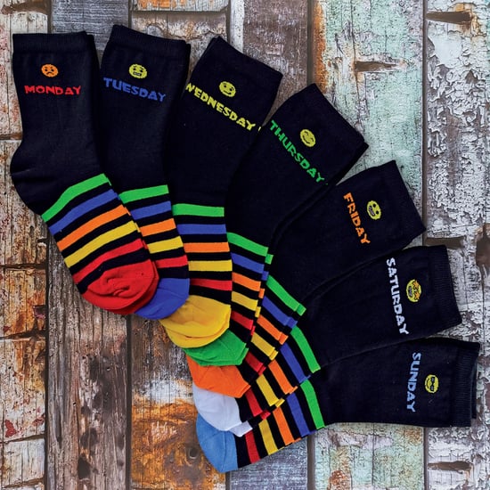 Set van 7 katoenen kindersokken voor nieuwe dagen van de week - Blauw - Image 3