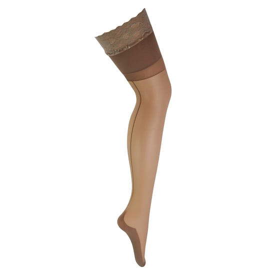 2 Par Multipack Damstrumpor med söm och spets | Sock Snob | Lårhöga strumpor för damer - Nude / Nude - Image 3