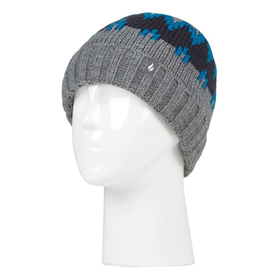 Heat Holders - Geribbelde zachte muts met pom-pom voor jongens - Pebble Melange / teal / navy - Image 3