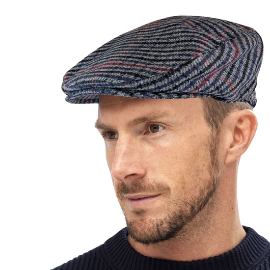 Mens Traditional Checked Tweed Flat Cap | Sock Snob | Newsboy Style - GL228 Red / Green - Image 3