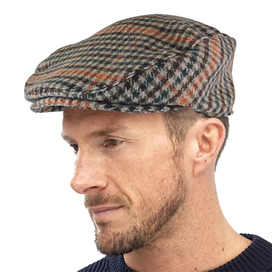 Mens Traditional Checked Tweed Flat Cap | Sock Snob | Newsboy Style - GL228 Red / Green - Image 4