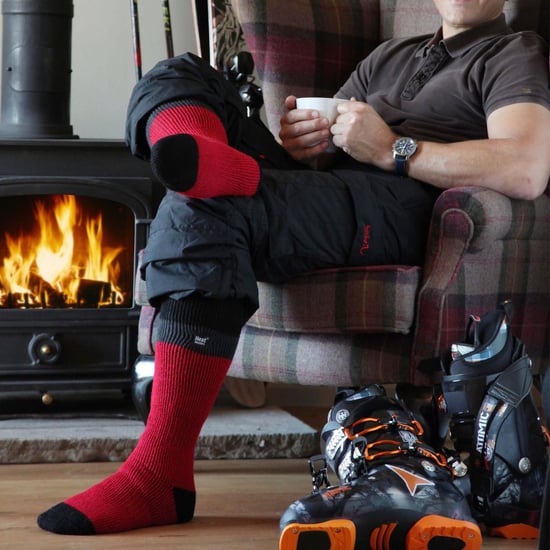 Men's Thermal Striped Ski Socks | High Quality Heat Holders Extra Long Socks - Navy / Black - Image 3