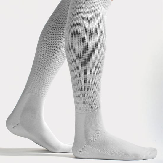 Mens Knee High Diabetic Socks | Dr.Socks | Extra Wide Loose Long Bamboo Socks for Swollen Legs - White - Image 3
