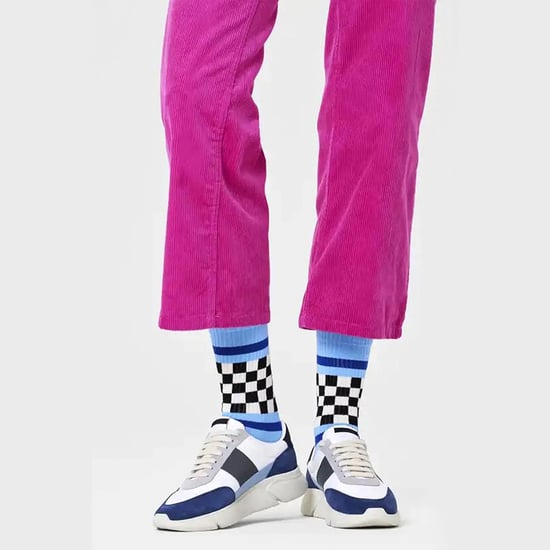 Checked Stripe Socks | Happy Socks | Novelty Plaid Checkered Design Socks | Funny Gift Socks - Blue - Image 3