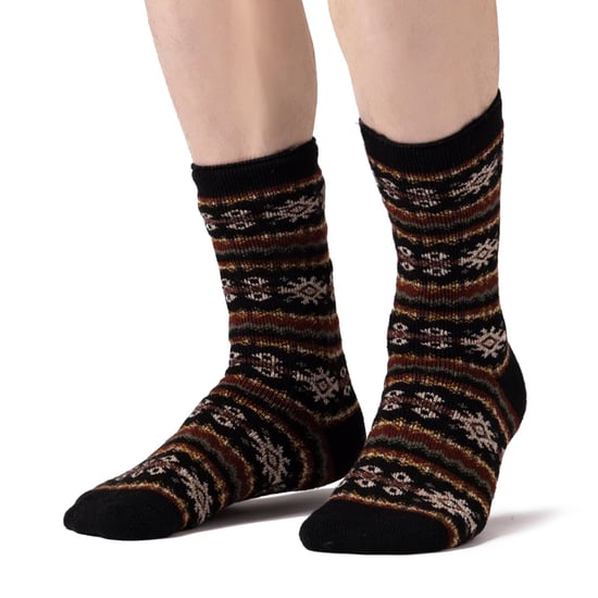 Nordic Socks för herrar | Värmehållare | Andningsbara Lite Extra Varma Vintertermostrumpor - Svart/Olive - Image 3
