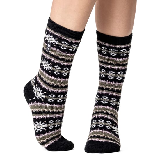 Ladies Nordic Socks | Heat Holders Lite | Lätta termiska vinterstrumpor för kvinnor - Svart/Olive - Image 3