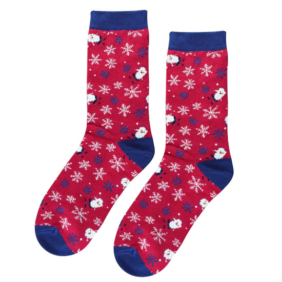 Miss Sparrow - Ladies Christmas Socks | Sausage Dog Socks - Santa Dog (Denim) - Image 3