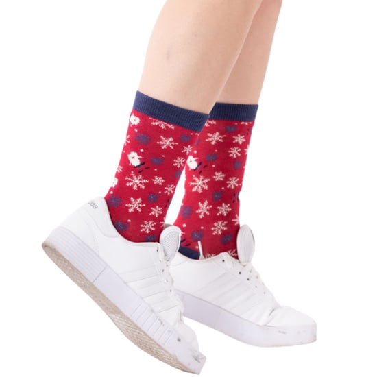 Miss Sparrow - Ladies Christmas Socks | Sausage Dog Socks - Santa Dog (Denim) - Image 5