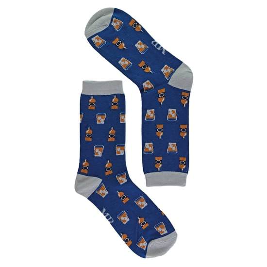 Mr Heron - Bamboo Funny Whiskey Patterned Dress Socks - Whiksy (Navy) - Image 3
