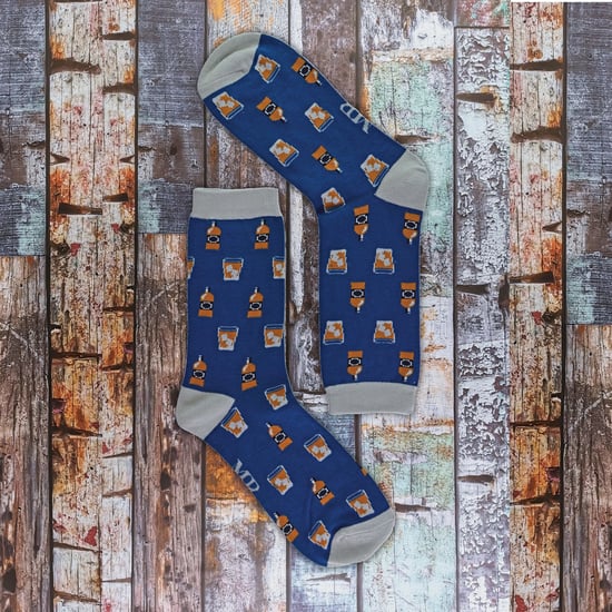 Mr Heron - Bamboo Funny Whiskey Patterned Dress Socks - Whiksy (Navy) - Image 5