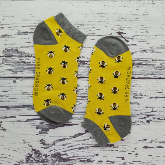Ladies Bamboo Trainer Socks | Miss Sparrow | Breathable Low Cut Socks for Women - Rabbits (Lime) - Image 4
