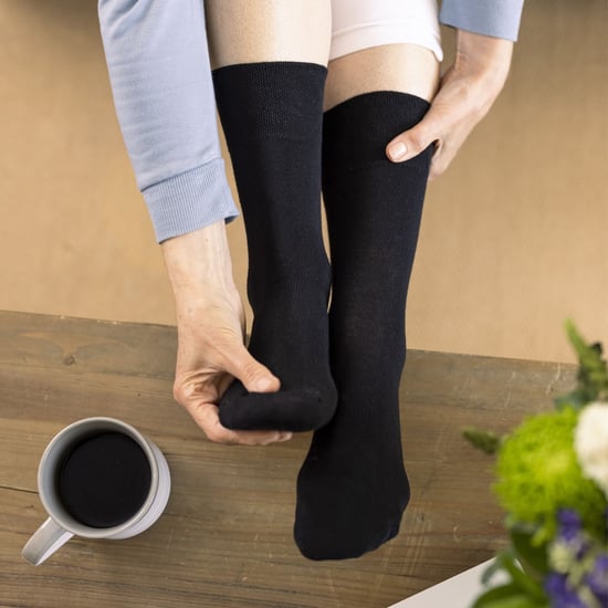 IOMI - 12 Pair Multipack Ladies Diabetic Bamboo Socks | Womens Extra Wide Seamless Socks with Non Elastic Gentle Grip Top - Blue - Image 4