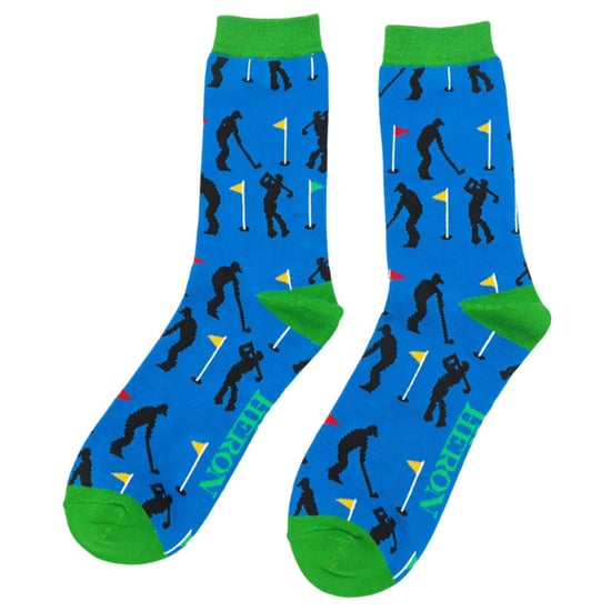 Mr Heron - Mens Novelty Funny Golf Socks - Golfers (Blue) - Image 4