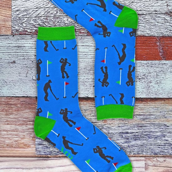 Mr Heron - Mens Novelty Funny Golf Socks - Golfers (Blue) - Image 5