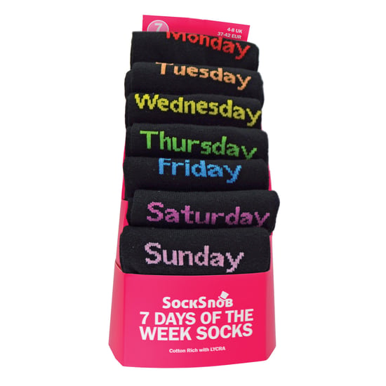Set van 7 sokken voor dagen van de week voor dames | Sock Snob | Zwarte nieuwe kledingsokken voor dames - DOTW - Image 2