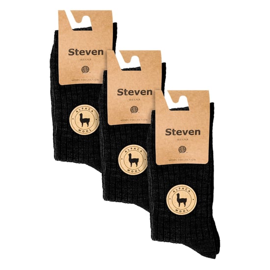 3 par Multipack Alpaca Wool Socks för herrar | Steven | Winter Thick Warm Boot Socks - Svart - Image 2