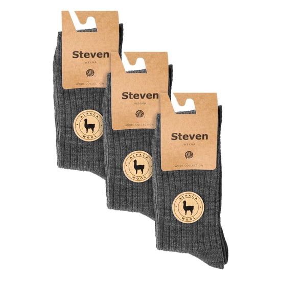 3 par Multipack Alpaca Wool Socks för herrar | Steven | Winter Thick Warm Boot Socks - Grå - Image 2