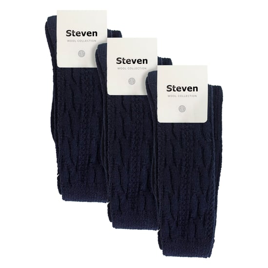 Steven - Dames 3 Paar Over Knie Wol Sokken | Multipack Vrouwen Lange Sokken - Blauw - Image 2