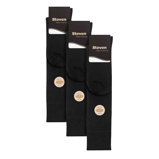 Steven - 3 par multipack knähöga merinoullstrumpor för herrar - Svart - Image 2