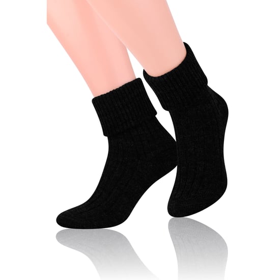 Womens Wool Bed Socks | Steven | Super Soft Cosy Lounge Sleep Socks - Black - Image 4