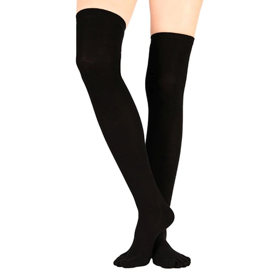 TOETOE - Mens & Ladies Essential Moisture Wicking Cotton Over Knee Toe Socks - Black - Image 3