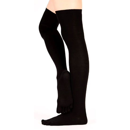TOETOE - Mens & Ladies Essential Moisture Wicking Cotton Over Knee Toe Socks - Black - Image 4