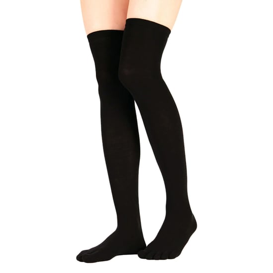 TOETOE - Mens & Ladies Essential Moisture Wicking Cotton Over Knee Toe Socks - Black - Image 5
