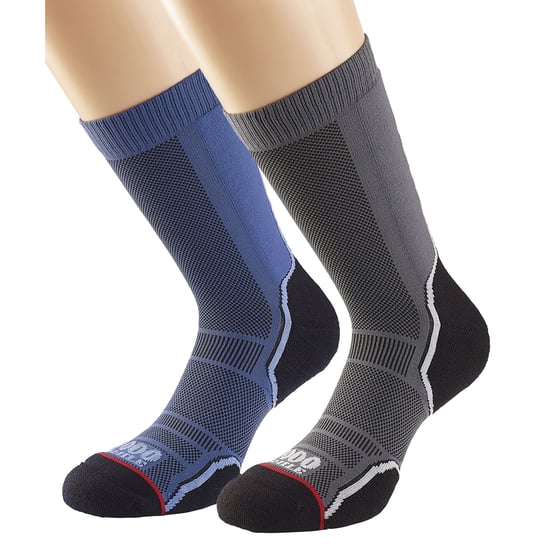 1000 Mile - 2 Pack Mens Trek Single Layer Breathable Walking Merino Wool Socks - Navy / Charcoal - Image 3