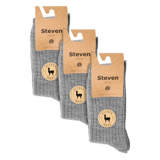 3 Pairs Multipack Mens Alpaca Wool Socks | Steven | Winter Thick Warm Boot Socks - Light Grey - Image 2