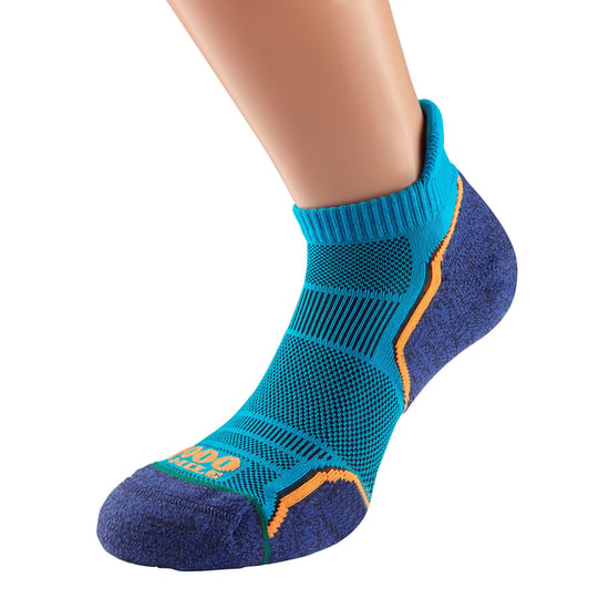 1000 Mile - 2 Pack Mens Single Layer Soft Breathable Running Ankle Socks - Kingfisher / Navy - Image 4